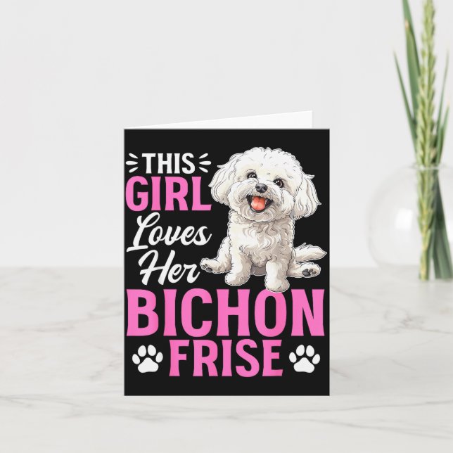 Tarjeta Raza de perro Bichon Frise a esta chica le encanta (Anverso)