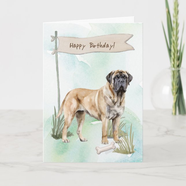 Tarjeta Raza de perro de Mastiff al aire libre bajo Rótulo (Anverso)