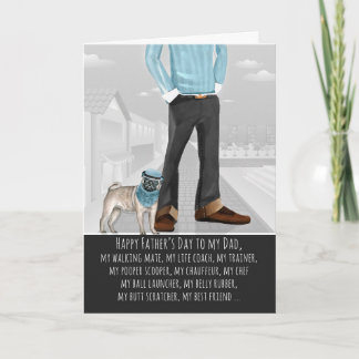 Tarjeta Raza de perro de pug del día del padre de perro