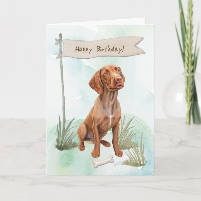 Tarjeta Raza de perro de Vizsla al aire libre bajo Rótulo  (Anverso)