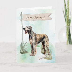 Tarjeta Raza de perro lobo irlandesa bajo Rótulo de cumple