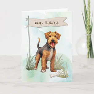 Tarjeta Raza de Perro Terrier Gales bajo Rótulo de Cumplea
