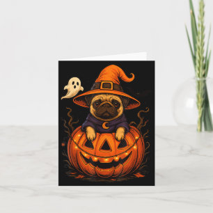Tarjeta Raza de pug divertida mascota calabazas de Hallowe