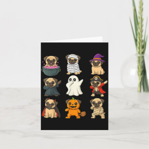 Tarjeta Raza de Pug divertida Mascota Calabazas de Hallowe