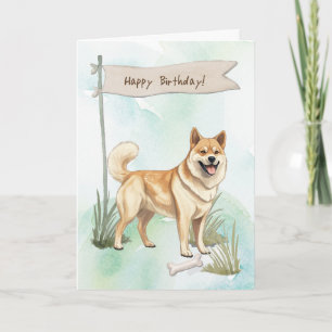 Tarjeta Raza noruega de perro Buhund bajo Rótulo de cumple