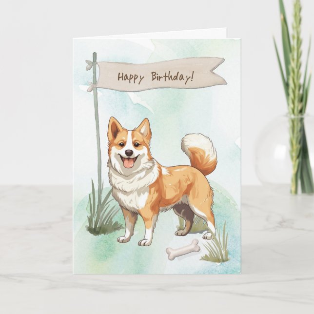 Tarjeta Raza noruega de perro lundehund bajo Rótulo de cum (Anverso)