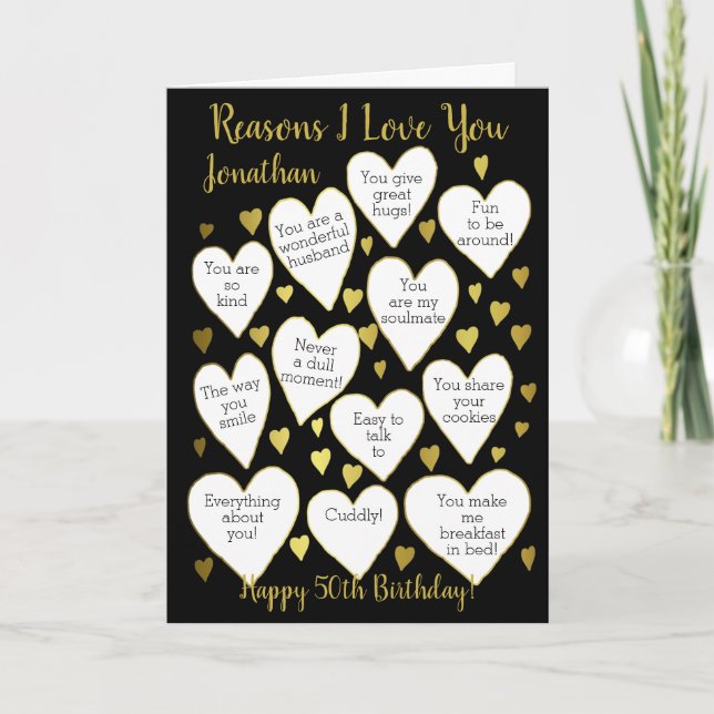 Tarjeta Razones de cumpleaños importantes por las que te a (Anverso)