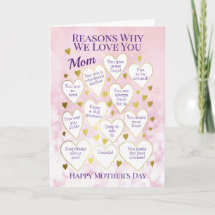 Tarjeta Razones del Día de la Madre por las que te amo