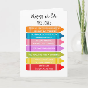 Tarjeta Razones por las que te amamos profesor