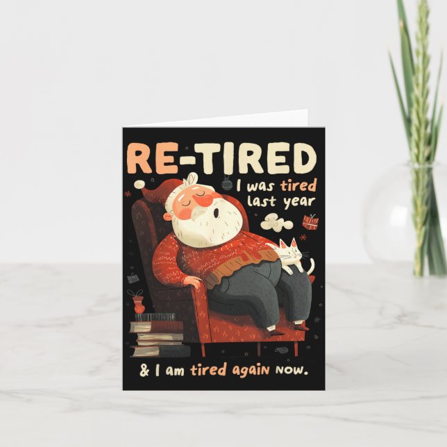 Tarjeta Re-tired Santa Definition Funny  (Anverso)