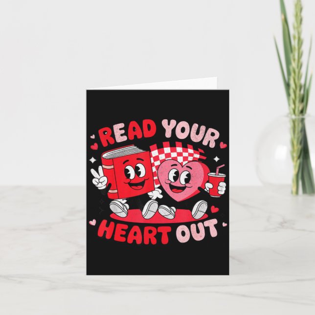 Tarjeta Read Your Heart Out Valentine's Day Retro Teacher  (Anverso)
