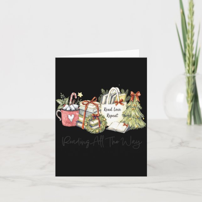 Tarjeta Reading All The Way Christmas Book Lover For Women (Anverso)