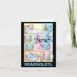 Tarjeta Readsolotl kawaii axolotl amante de los libros div