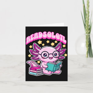 Tarjeta Readsolotl kawaii axolotl divertido libro lectura