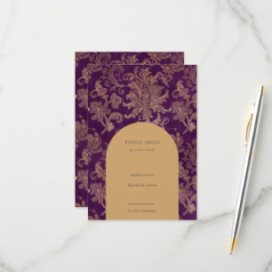 Tarjeta Real Damask Elegant Purple RSVP