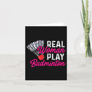 Tarjeta Real Mujer Juega al Transbordador Badminton