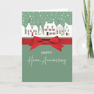 Tarjeta Realtor de aniversario de casa a casas de invierno