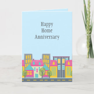 Tarjeta Realtor de Aniversario de Cute Happy Home
