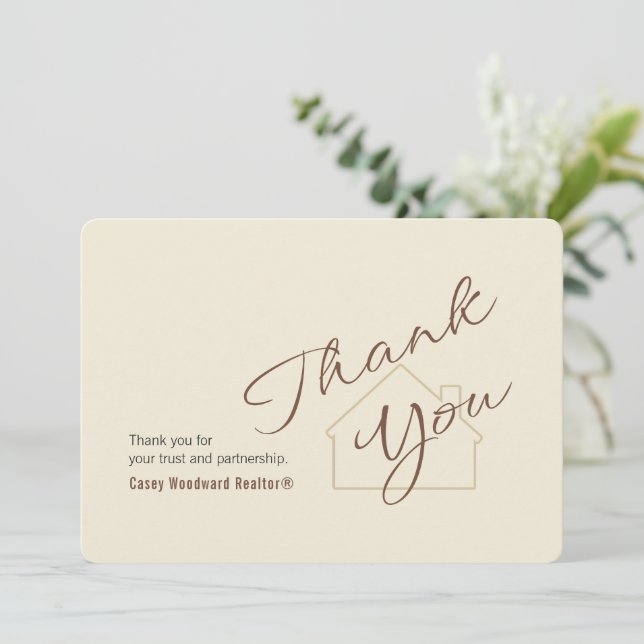 Tarjeta Realtor to Clients | Minimalist Script Thank You  (Anverso de pie)