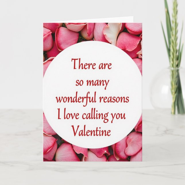 Tarjeta Reasons I Love You Valentine Card (Anverso)