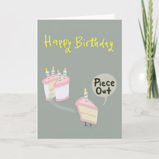 Tarjeta Rebanada de pastel de cumpleaños gritando "adiós".