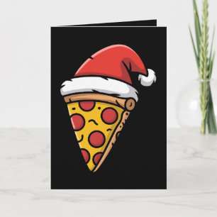 Tarjeta Rebanada de pizza de Navidad Sombrero de Santa Pep