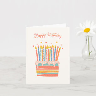 Tarjeta rebanada decorativa de torta de cumpleaños naranja