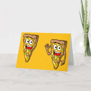 Tarjeta Rebanadas de Pizza de Champiñones Felices
