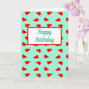 Tarjeta Rebanadas de sandía de cumpleaños patrón verde