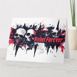 Tarjeta "Rebel Forever" - Diseño gráfico Edgy Skull