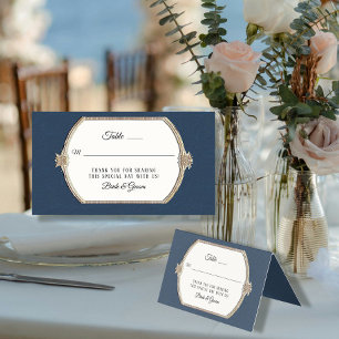 Tarjeta Recepción de estilo victoriano elegante azul y dor