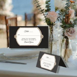 Tarjeta Recepción de estilo victoriano elegante negro y do