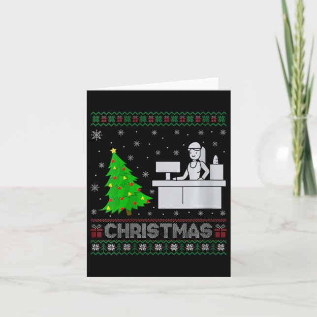 Tarjeta Recepcionista Femenina Encendido del Árbol de Navi (Anverso)