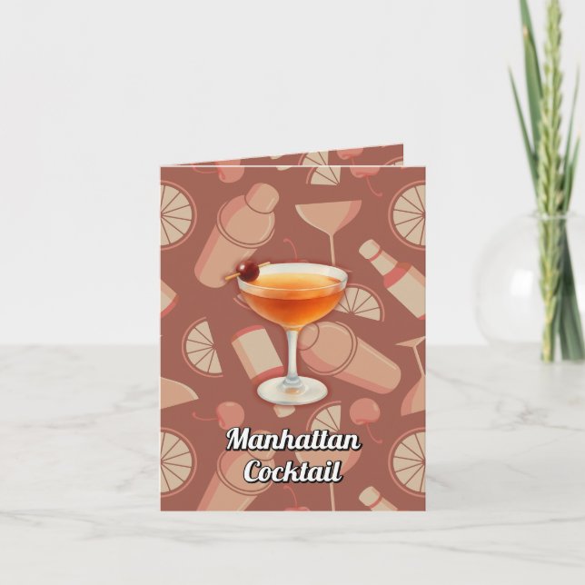 Tarjeta Receta de cóctel Manhattan (Anverso)