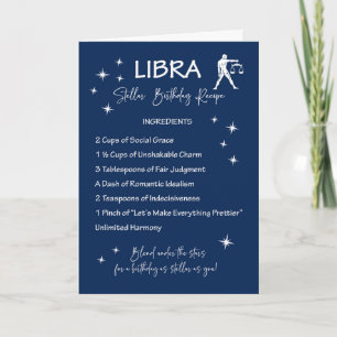 Tarjeta Receta de cumpleaños estelar de Libra Zodiac