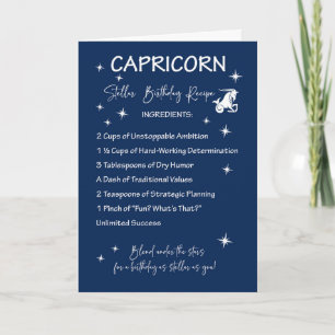 Tarjeta Receta de cumpleaños estelar de Zodiac de Capricor