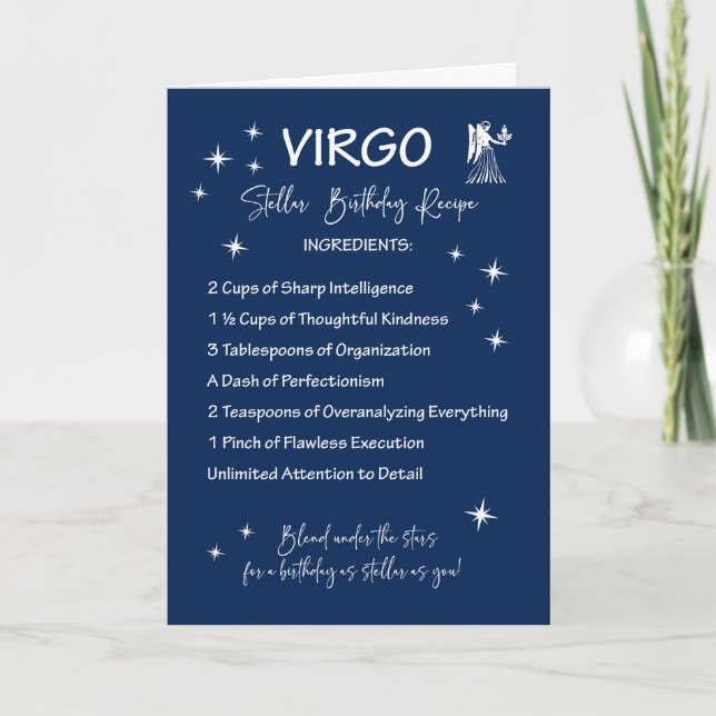 Tarjeta Receta de cumpleaños estelar Virgo Zodiac (Anverso)