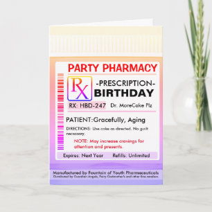Tarjeta Receta de RX para Feliz Cumpleaños