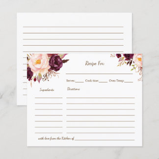 Tarjeta Receta Marsala Flores Ducha Bridal