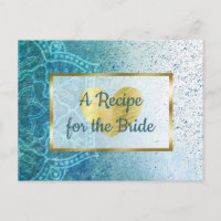 Tarjeta recetaria Blue Mandala & Gold boda