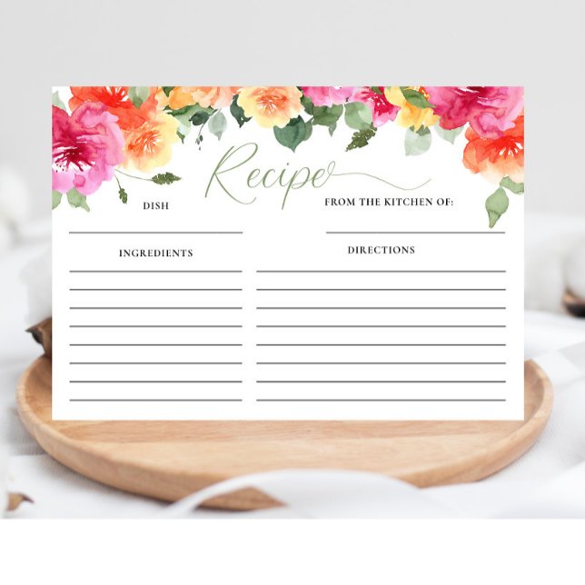 Tarjeta recetaria de naranja rosa peonías de ducha (Subido por el creador)
