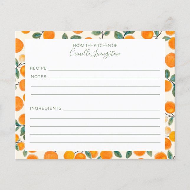 Tarjeta recetaria de nombre cítrico Naranja de acu (Anverso)