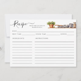 Tarjeta recetaria de utensilios de cocina con manc