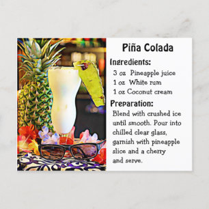 Tarjeta recetaria del Día Nacional de la Piña Cola
