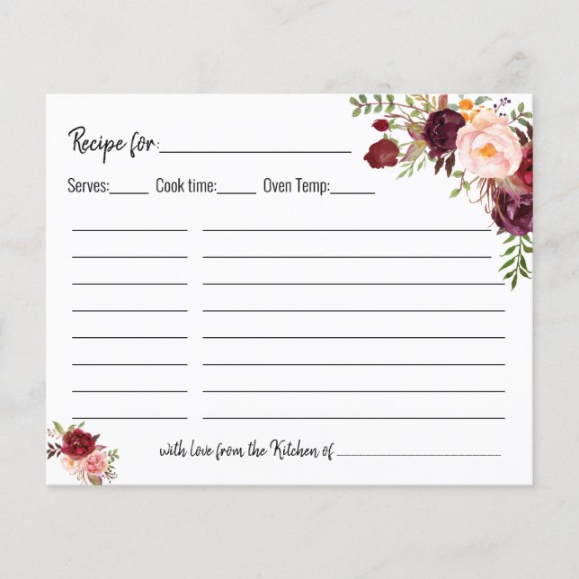 Tarjeta recetaria ducha de novia tarjeta de marsal (Anverso)