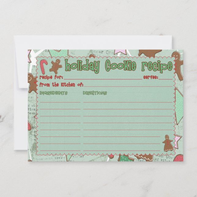 Tarjeta recetaria Holiday Cookie (Anverso)