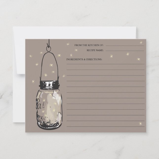 Tarjeta recetaria Mason Jar & Fireflies (Anverso)