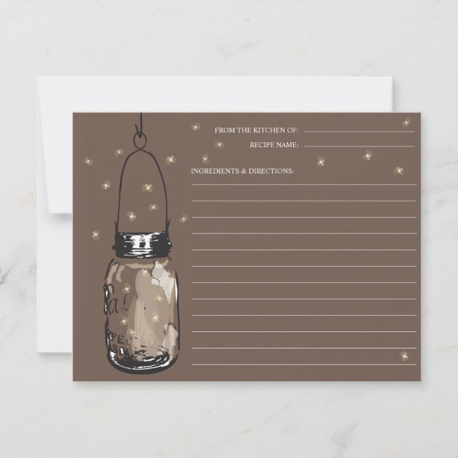 Tarjeta recetaria Mason Jar & Fireflies (Anverso)