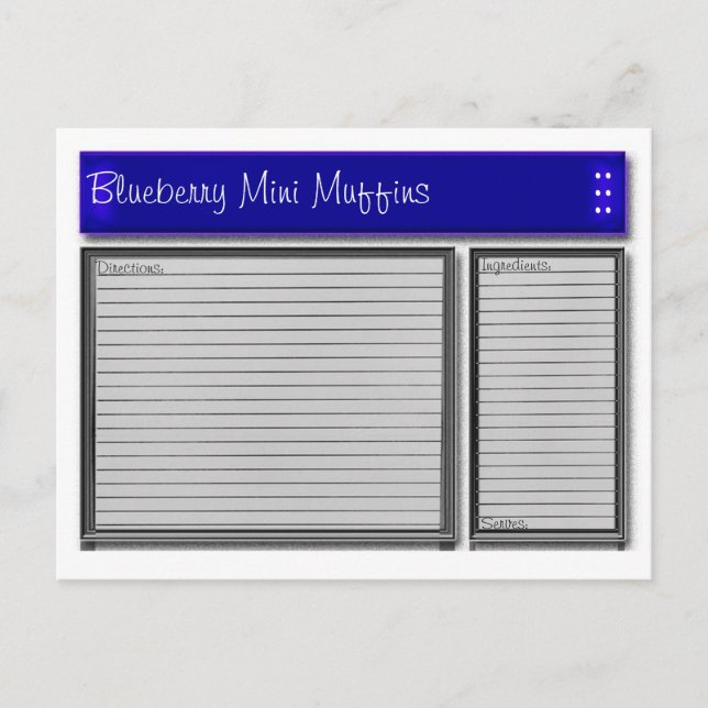 Tarjeta recetaria Personalizado de acentos azules (Anverso)