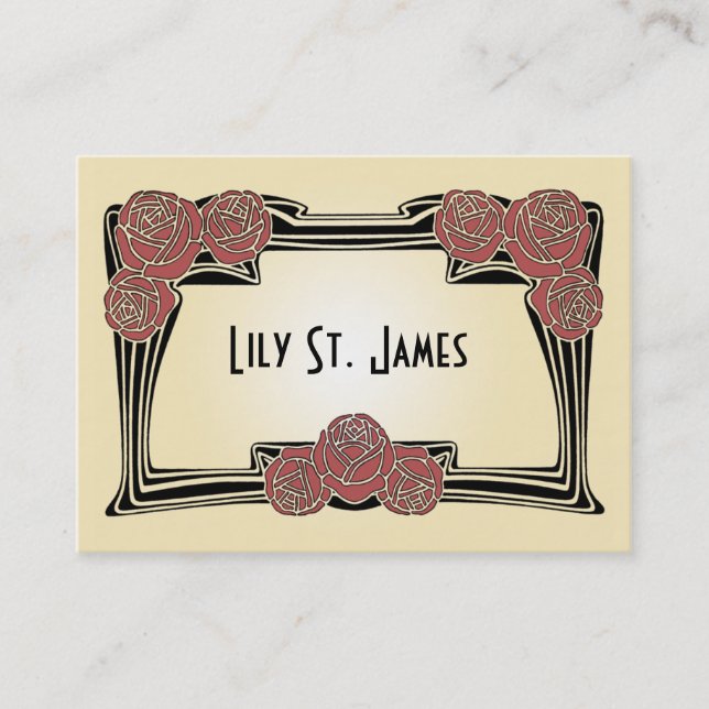 Tarjeta rechoncha de los rosas de Nouveau del arte (Anverso)